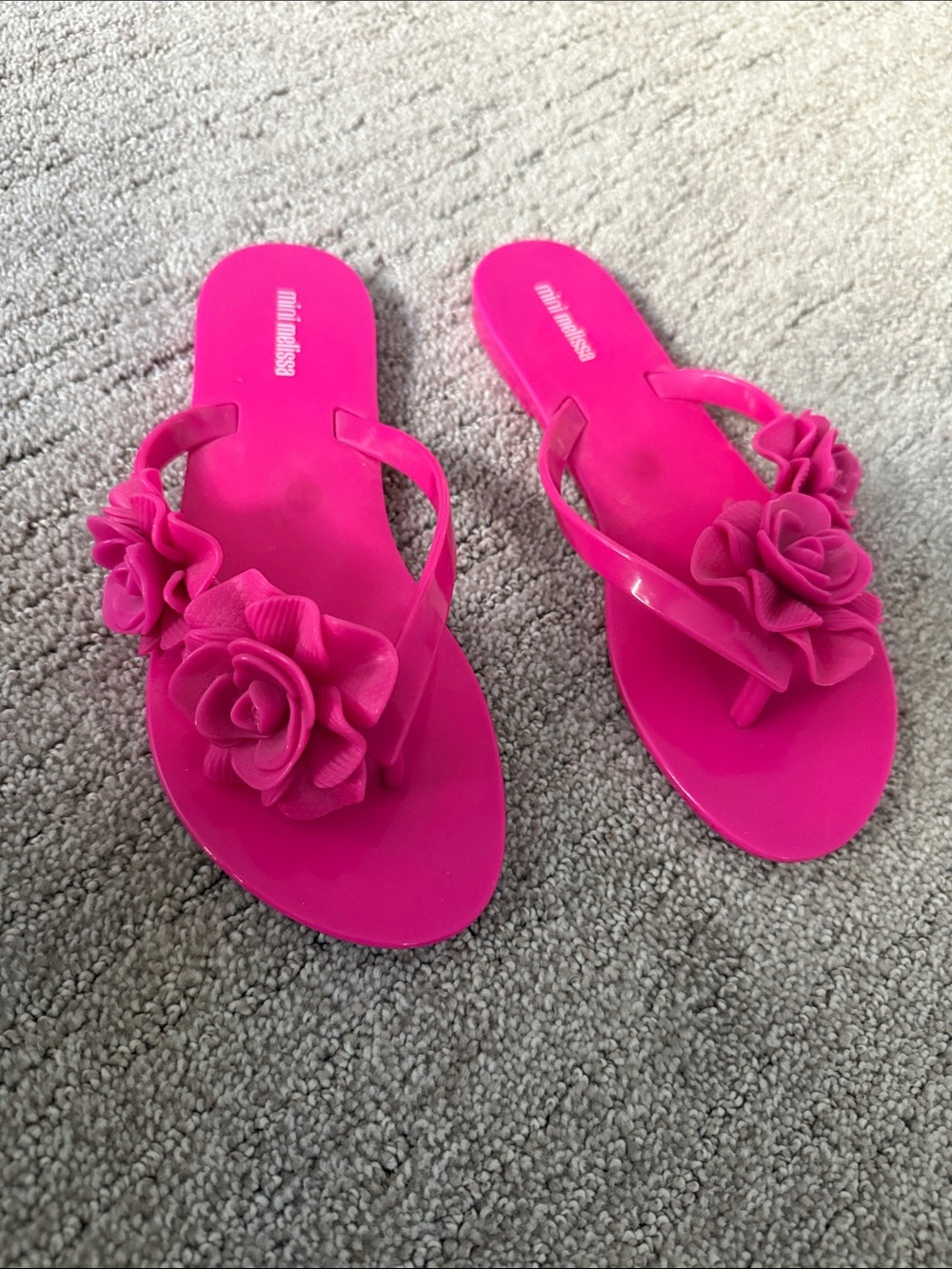 Mini Melissa fuchsia Floral Jelly Flip Flop Sandals